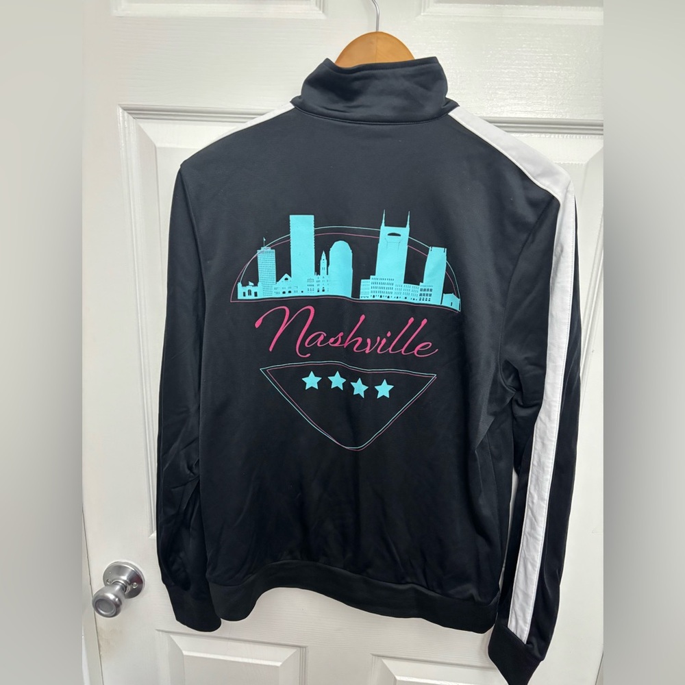 Sport-Tek Black Nashville Skyline Unisex TikTok Full Zip Track Jacket, Sz S